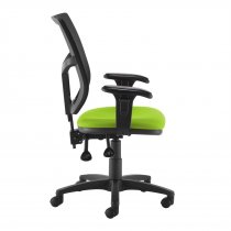High Mesh Back Operator Chair | Green Seat | Height Adjustable Arms | Altino