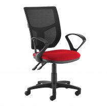 High Mesh Back Operator Chair | Red Seat | Fixed Loop Arms | Altino