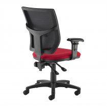 High Mesh Back Operator Chair | Red Seat | Height Adjustable Arms | Altino