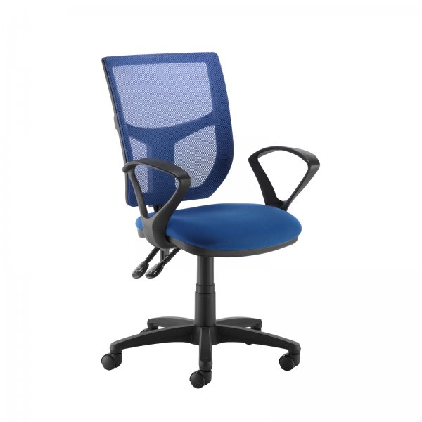 High Coloured Mesh Back Operator Chair | Blue | Fixed Loop Arms | Altino