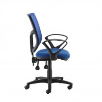 High Coloured Mesh Back Operator Chair | Blue | Fixed Loop Arms | Altino