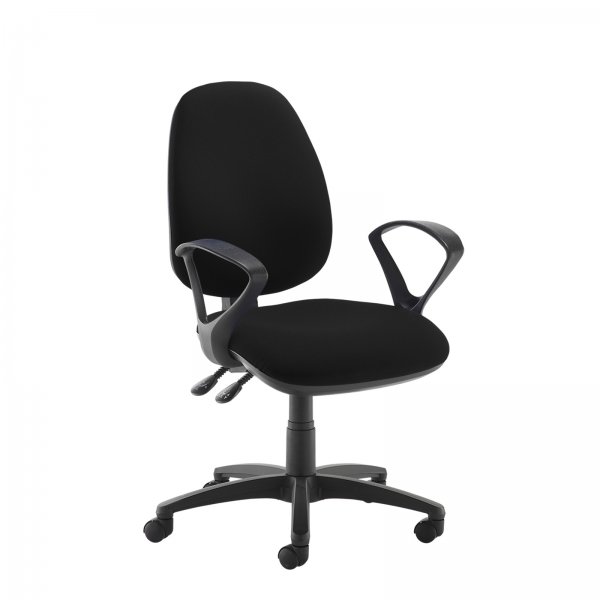 High Back Operator Chair | Black | Fixed Loop Arms | Jota