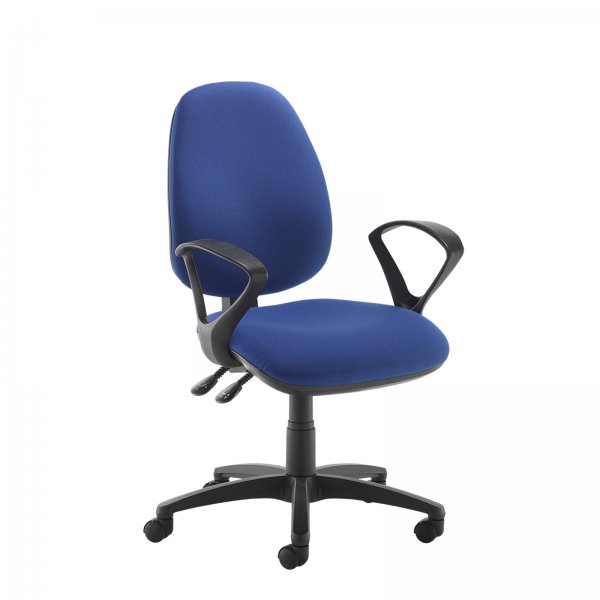 High Back Operator Chair | Blue | Fixed Loop Arms | Jota