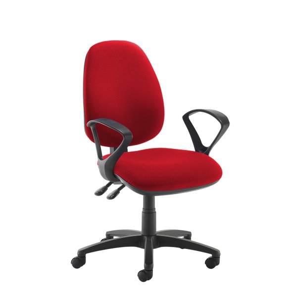 High Back Operator Chair | Panama Red | Made to Order | Fixed Loop Arms | Jota
