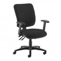 High Back Operator Chair | Black | Folding Arms | Senza