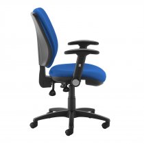 High Back Operator Chair | Blue | Folding Arms | Senza