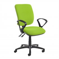 High Back Operator Chair | Madura Green | Made to Order | Fixed Loop Arms | Senza