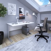 Straight Desk | Cable Management Legs | 1200w x 800d mm | White Top | Vivo