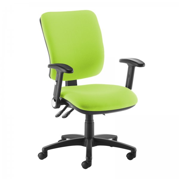 High Back Operator Chair | Madura Green | Made to Order | Folding Arms | Senza