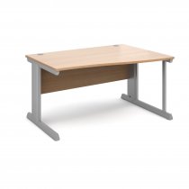 Wave Desk | Right Hand | Cable Management Legs | 1400mm Wide | Beech Top | Vivo