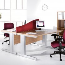 Wave Desk | Right Hand | Cable Management Legs | 1400mm Wide | Beech Top | Vivo