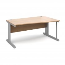 Wave Desk | Right Hand | Cable Management Legs | 1600mm Wide | Beech Top | Vivo
