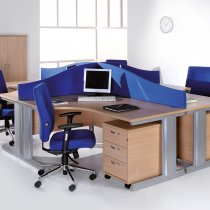 Ergonomic Desk | Left Hand | Cable Management Legs | 1600mm Wide | Oak Top | Vivo