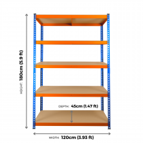 3 Bay Deal | Extra HD Storage Racking | 1800h x 1200w x 450d mm | 300kg Max Weight per Shelf | 5 Levels