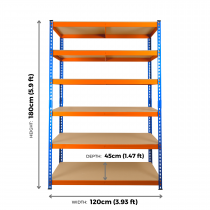 3 Bay Deal | Extra HD Storage Racking | 1800h x 1200w x 450d mm | 300kg Max Weight per Shelf | 6 Levels