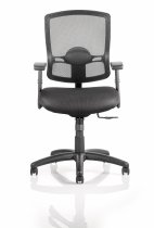 Medium Back Operator Chair | Black Mesh Back | Black Seat | Adjustable Arms | Portland