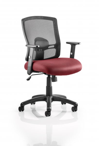 Medium Back Operator Chair | Black Mesh Back | Ginseng Chilli Seat | Adjustable Arms | Portland