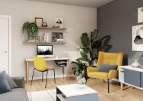 Office Desk | 1400 x 600mm | Plywood & Steel | Golden Sunflower Yellow | Bisley Poise