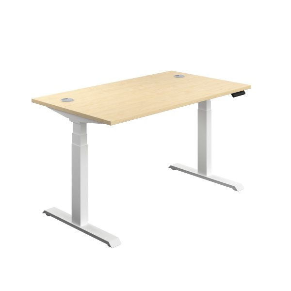 Everyday Dual Motor Sit Stand Desk | 1200w x 800d mm | Maple Top | White Frame
