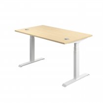 Everyday Dual Motor Sit Stand Desk | 1200w x 800d mm | Maple Top | White Frame