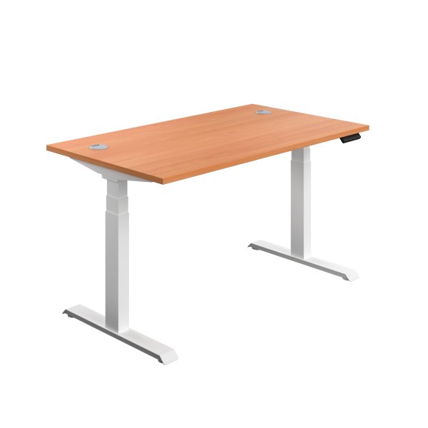 Everyday Dual Motor Sit Stand Desk | 1600w x 800d mm | Beech Top | White Frame