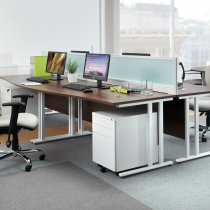 Straight Cantilever Desk | 1200w x 600d mm | Walnut Top | Silver Frame | Maestro 25