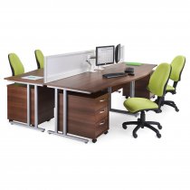 Straight Cantilever Desk | 1000w x 800d mm | Walnut Top | Silver Frame | Maestro 25