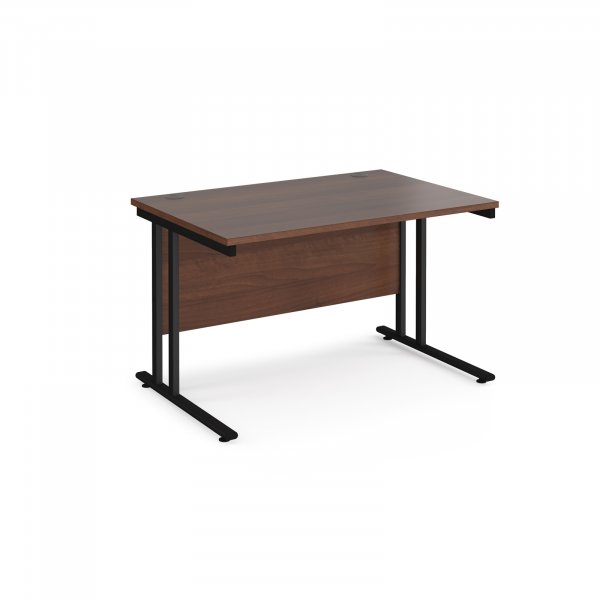 Straight Cantilever Desk | 1200w x 800d mm | Walnut Top | Black Frame | Maestro 25