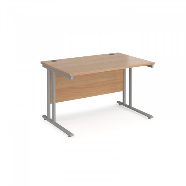 Straight Cantilever Desk | 1200w x 800d mm | Beech Top | Silver Frame | Maestro 25