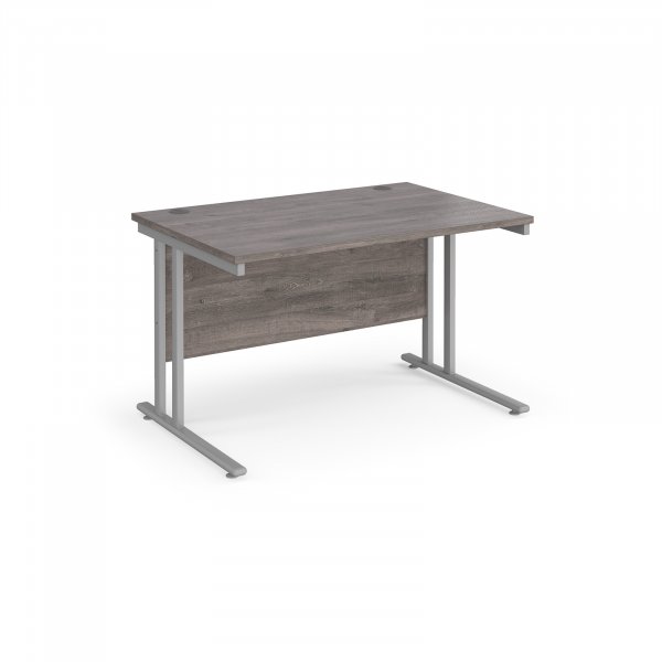 Straight Cantilever Desk | 1200w x 800d mm | Grey Oak Top | Silver Frame | Maestro 25
