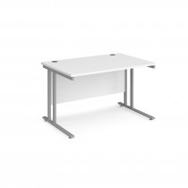 Straight Cantilever Desk | 1200w x 800d mm | White Top | Silver Frame | Maestro 25