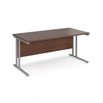 Straight Cantilever Desk | 1600w x 800d mm | Walnut Top | Silver Frame | Maestro 25