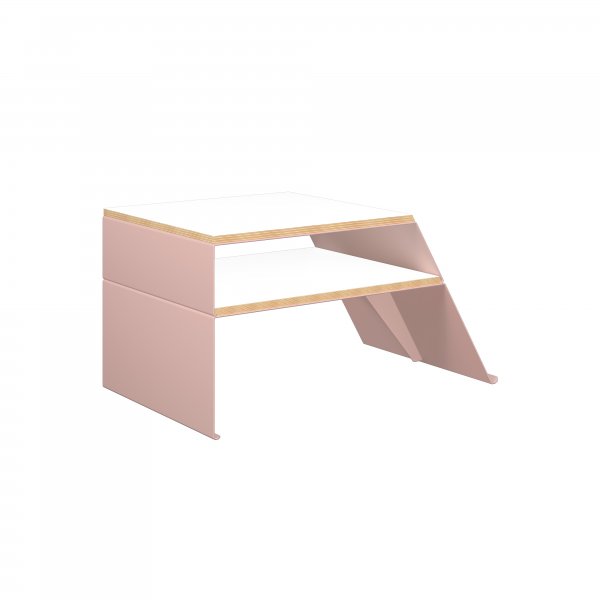 Coffee Table | 810 x 600mm | Plywood & Aluminium | Palest Pink | Bisley Poise