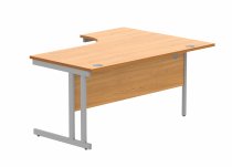 Radial Cantilever Desk | 1600w x 800-1200d mm | Left Handed | Norweigan Beech Top | Silver Frame | Everyday VALUE