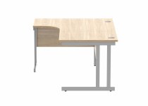 Radial Cantilever Desk | 1600w x 800-1200d mm | Left Handed | Canadian Oak Top | Silver Frame | Everyday VALUE