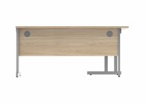 Radial Cantilever Desk | 1600w x 800-1200d mm | Left Handed | Canadian Oak Top | Silver Frame | Everyday VALUE