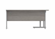 Radial Cantilever Desk | 1600w x 800-1200d mm | Left Handed | Alaskan Grey Oak Top | Silver Frame | Everyday VALUE