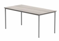 Multi-Purpose Office Table | 730h x 1600w x 800d mm | Alaskan Grey Oak Top | Silver Frame | Everyday VALUE