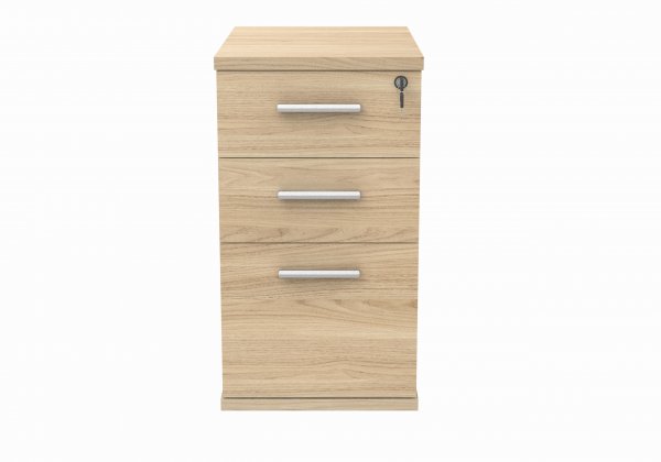 Desk Height Pedestal | 730h x 400w x 600d mm | 3 Drawers | Canadian Oak | Everyday VALUE