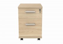 Mobile Pedestal | 590h x 400w x 500d mm | 2 Drawers | Canadian Oak | Everyday VALUE