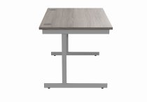 Straight Cantilever Desk & Pedestal Bundle | Desk 1200w x 800d | 2 Drawer Mobile Pedestal | Alaskan Grey Oak | Silver | Everyday VALUE