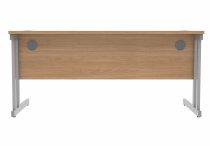 Straight Cantilever Desk & Pedestal Bundle | Desk 1600w x 800d | 2 Drawer Mobile Pedestal | Norweigan Beech | Silver | Everyday VALUE