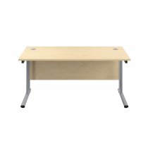 Everyday Straight Desk | Double Upright Cantilever | 1200mm x 800mm | Maple Top | Silver Frame