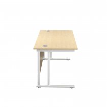 Everyday Straight Desk | Double Upright Cantilever | 1200mm x 800mm | Maple Top | White Frame