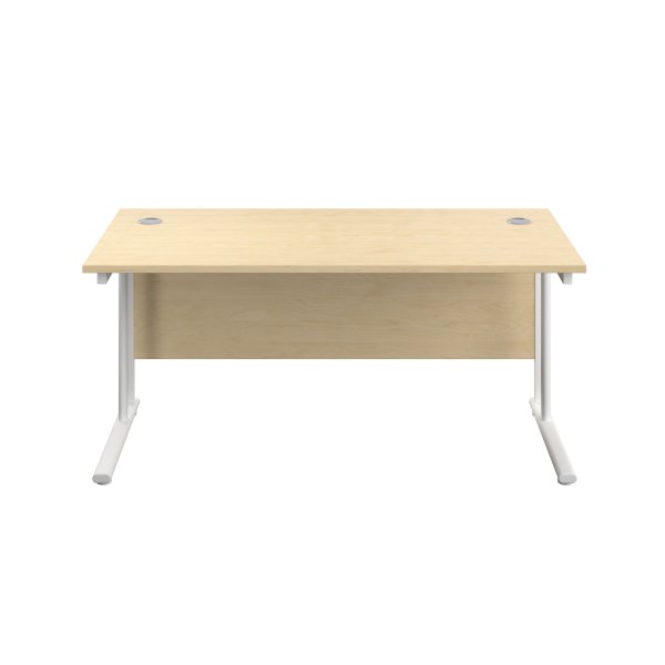 Everyday Straight Desk | Double Upright Cantilever | 1200mm x 800mm | Maple Top | White Frame