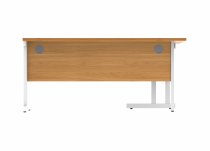 Radial Cantilever Desk & Pedestal Bundle | Desk 1600w | Left Handed | 3 Drawer Pedestal | Norweigan Beech | White | Everyday VALUE