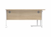 Radial Cantilever Desk & Pedestal Bundle | Desk 1600w | Left Handed | 3 Drawer Pedestal | Canadian Oak | White | Everyday VALUE