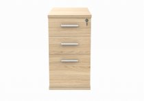 Radial Cantilever Desk & Pedestal Bundle | Desk 1600w | Left Handed | 3 Drawer Pedestal | Canadian Oak | White | Everyday VALUE