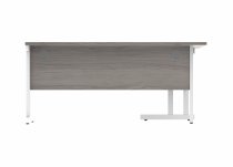 Radial Cantilever Desk & Pedestal Bundle | Desk 1600w | Left Handed | 3 Drawer Pedestal | Alaskan Grey Oak | White | Everyday VALUE