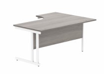 Radial Cantilever Desk & Pedestal Bundle | Desk 1600w | Left Handed | 3 Drawer Pedestal | Alaskan Grey Oak | White | Everyday VALUE